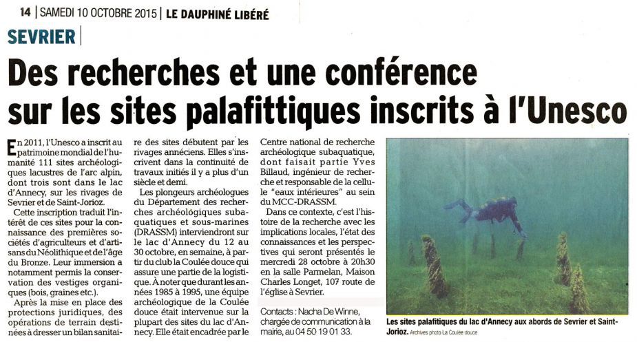 Dauphiné - article sites palafittiques 10 2015