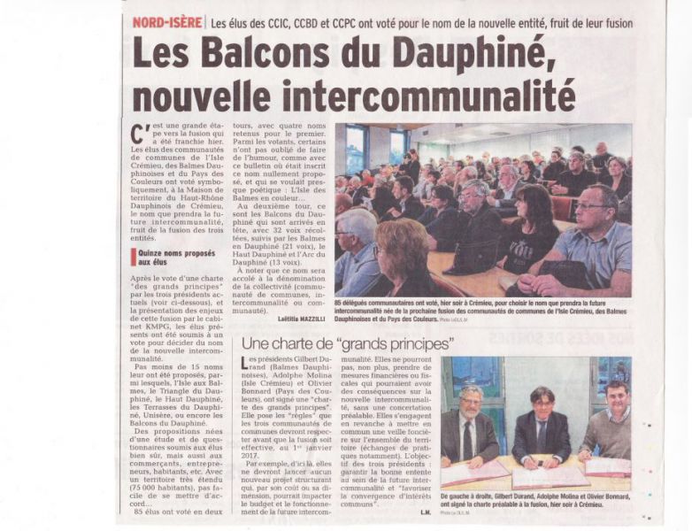 Les Balcons du Dauphiné : nouvelle intercommunalité